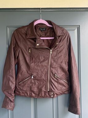 New Look Women's Mauve Faux Leather Moto Jacket, Size M